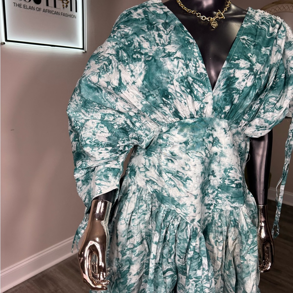 Adesuwa Elegant Green Tie-Dye Dress